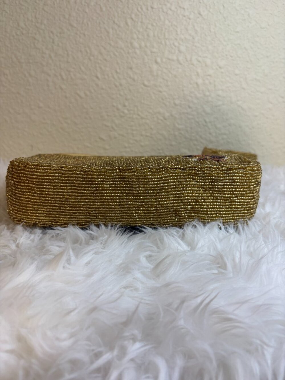 Viral Beaded Cat Gold Shoulder Bag Calico Kitty Fish Bone Novelty Purse NWT - Picture 6 of 7